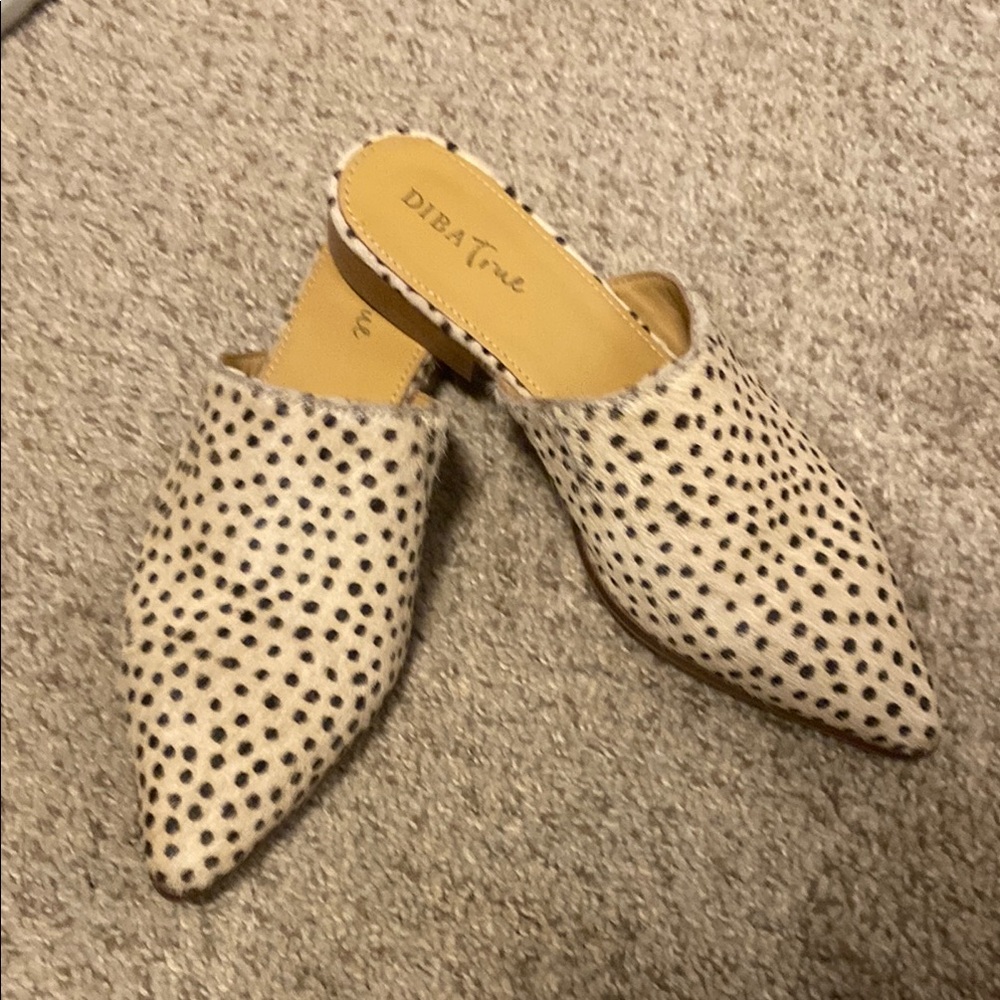 Sole Society Cream and Black Polka Dot Mules